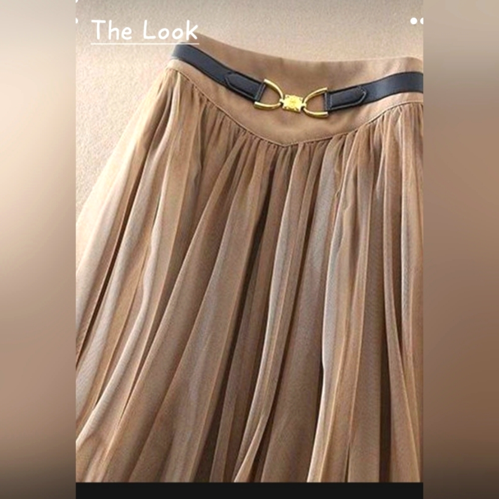 Khaki High Waist Exra Large Hem Tulle Skirt